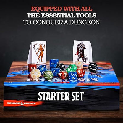 Dungeons and Dragons Starter Set - Dragons of Stormwreck Isle - Extra 6 Dice Sets, Flannel Bags, Master Screen, Figures, New Heroes