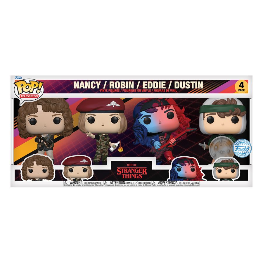 Stranger Things - Nancy, Robin, Eddie & Dustin US Exclusive Pop! 4-Pack [RS]