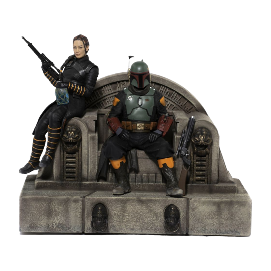 Star Wars: The Mandalorian - Boba Fett & Fennec Shand on Throne Deluxe 1:10 Scale Statue