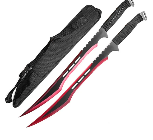 Deathstroke Red Blade Tactical Twin Machete Set w- Shoulder Harness