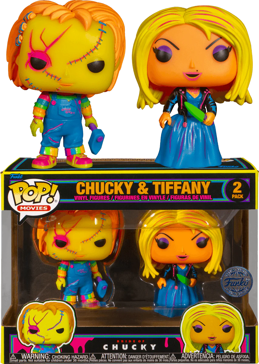 Child's Play 4: Bride of Chucky - Chucky & Tiffany Black Light US Exclusive Pop! 2-Pack [RS]