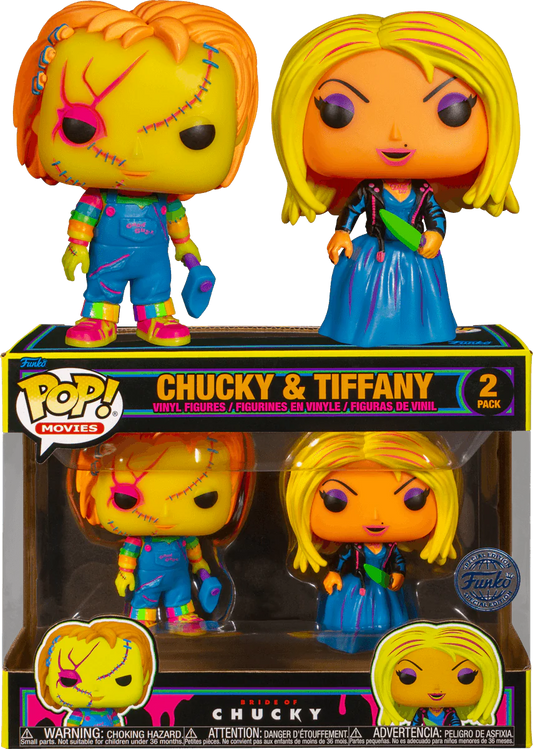 Child's Play 4: Bride of Chucky - Chucky & Tiffany Black Light US Exclusive Pop! 2-Pack [RS]